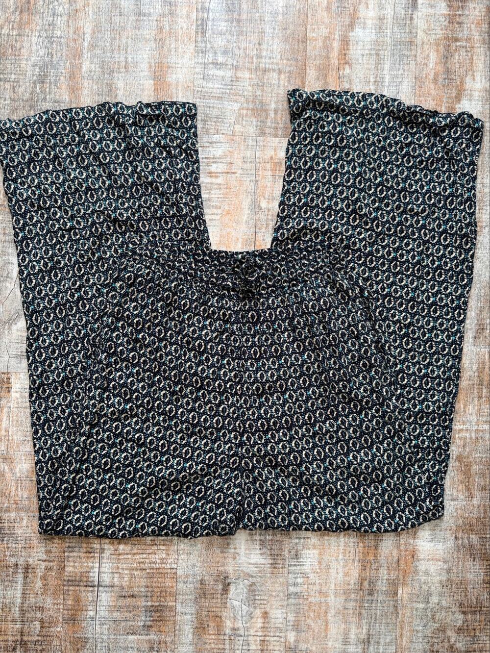 Kaktus Black Blue Fun Boho Goth High Rise Comfortable Lounge Pants Size Medium